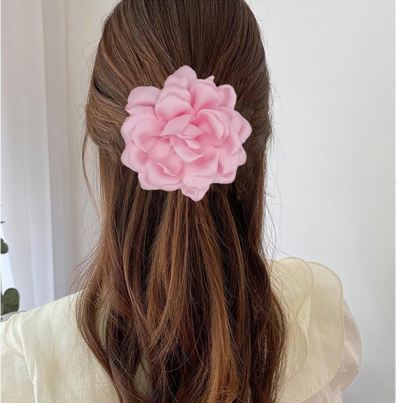 Decixde Satin Fabric Rose Flower Brooches - Handmade Floral Accessory for Wedding Party Dance Banquet Ceremony - Size: 4.72in - Image 2